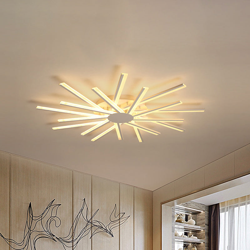 31.5"/39" W LED Living Room Ceiling Mounted Light White Semi Flush Light Fixture with Spiral Acrylic Shade in Warm/White Light Clearhalo 'Ceiling Lights' 'Close To Ceiling Lights' 'Close to ceiling' 'Semi-flushmount' Lighting' 291590