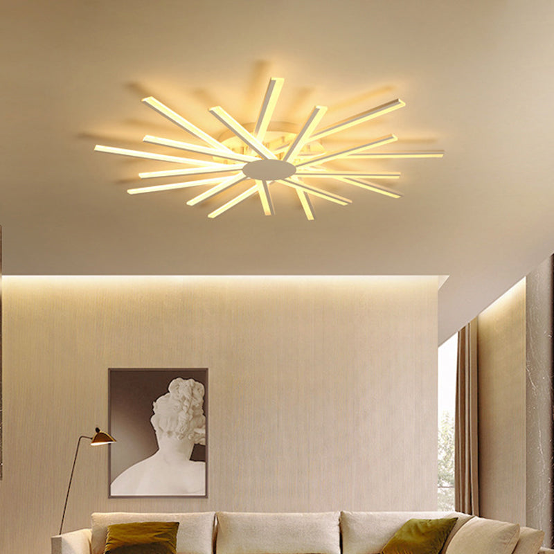 31.5"/39" W LED Living Room Ceiling Mounted Light White Semi Flush Light Fixture with Spiral Acrylic Shade in Warm/White Light Clearhalo 'Ceiling Lights' 'Close To Ceiling Lights' 'Close to ceiling' 'Semi-flushmount' Lighting' 291591