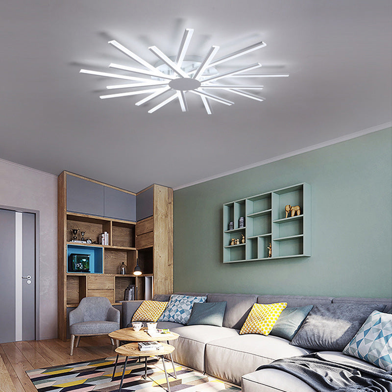 31.5"/39" W LED Living Room Ceiling Mounted Light White Semi Flush Light Fixture with Spiral Acrylic Shade in Warm/White Light White 39" White Clearhalo 'Ceiling Lights' 'Close To Ceiling Lights' 'Close to ceiling' 'Semi-flushmount' Lighting' 291592