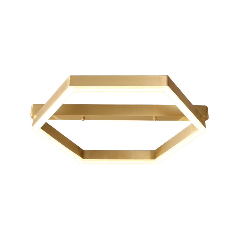Acrylic Hexagon Ceiling Mount Simplicity LED Gold Flush Mount Lighting Fixture for Bedroom Clearhalo 'Ceiling Lights' 'Close To Ceiling Lights' 'Close to ceiling' 'Flush mount' Lighting' 291621