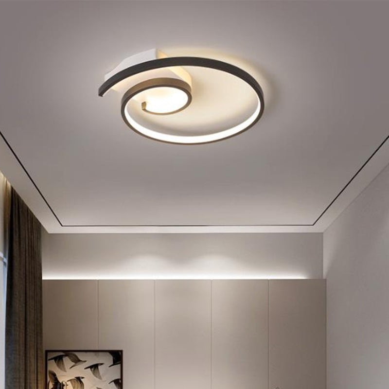 Super Thin Curled Metal Flush Mount Light Modern Style 16.5"/20.5" W LED Black/White Ceiling Lamp in Warm/White Light Black White Clearhalo 'Ceiling Lights' 'Close To Ceiling Lights' 'Close to ceiling' 'Flush mount' Lighting' 291632
