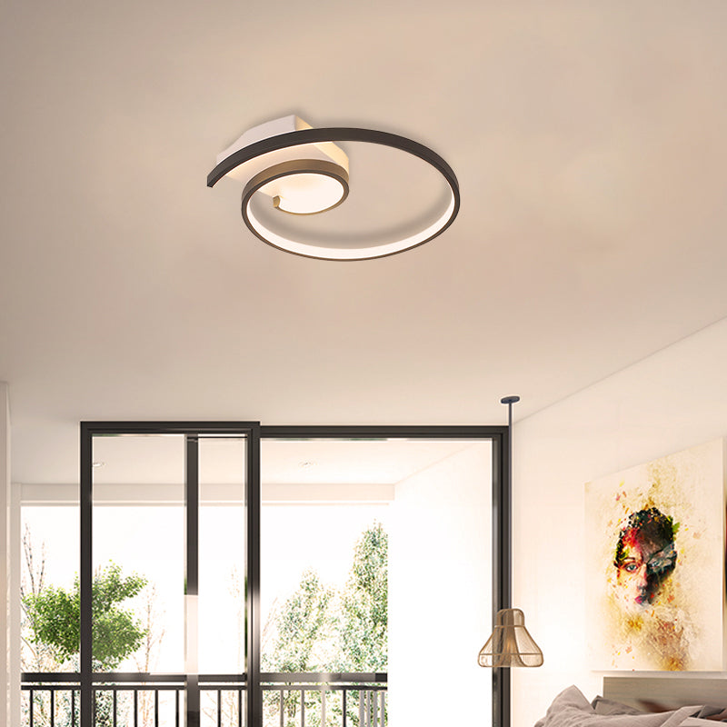 Super Thin Curled Metal Flush Mount Light Modern Style 16.5"/20.5" W LED Black/White Ceiling Lamp in Warm/White Light Clearhalo 'Ceiling Lights' 'Close To Ceiling Lights' 'Close to ceiling' 'Flush mount' Lighting' 291634