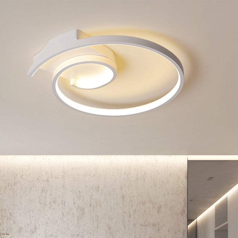 Super Thin Curled Metal Flush Mount Light Modern Style 16.5"/20.5" W LED Black/White Ceiling Lamp in Warm/White Light White Clearhalo 'Ceiling Lights' 'Close To Ceiling Lights' 'Close to ceiling' 'Flush mount' Lighting' 291639