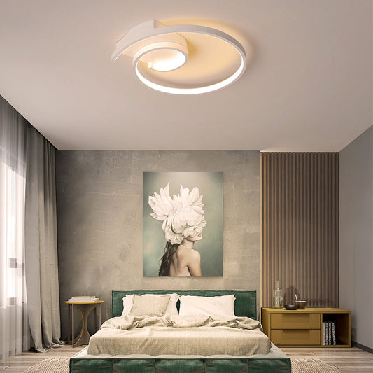 Super Thin Curled Metal Flush Mount Light Modern Style 16.5"/20.5" W LED Black/White Ceiling Lamp in Warm/White Light Clearhalo 'Ceiling Lights' 'Close To Ceiling Lights' 'Close to ceiling' 'Flush mount' Lighting' 291641