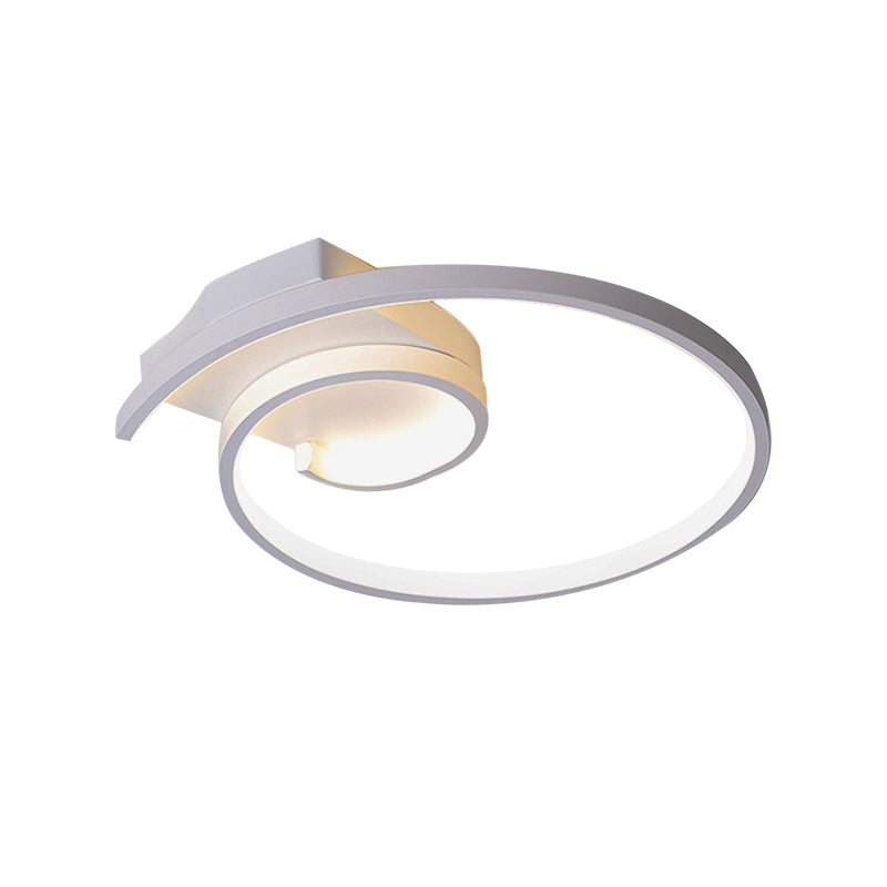 Super Thin Curled Metal Flush Mount Light Modern Style 16.5"/20.5" W LED Black/White Ceiling Lamp in Warm/White Light Clearhalo 'Ceiling Lights' 'Close To Ceiling Lights' 'Close to ceiling' 'Flush mount' Lighting' 291642