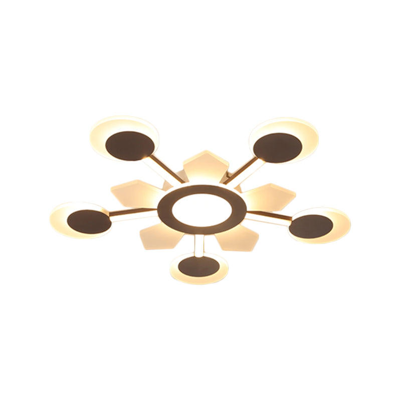 25"/31.5" W Coffee Floral Flush Ceiling Light Modernist LED Super Thin Acrylic Flushmount in Warm/White Light Clearhalo 'Ceiling Lights' 'Close To Ceiling Lights' 'Close to ceiling' 'Flush mount' Lighting' 291658