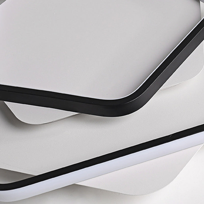 Pentagon Thin Acrylic Flush Light Contemporary LED Black/Black and White Ceiling Lamp in Warm/White Light, 18"/21.5" W Clearhalo 'Ceiling Lights' 'Close To Ceiling Lights' 'Close to ceiling' 'Flush mount' Lighting' 291687