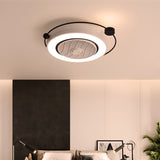 White Drum Ceiling Light Nordic Style LED Acrylic Flush Mount Light Fixture in Third Gear with Fan Grille Deco White Clearhalo 'Ceiling Lights' 'Close To Ceiling Lights' 'Close to ceiling' 'Flush mount' Lighting' 291688