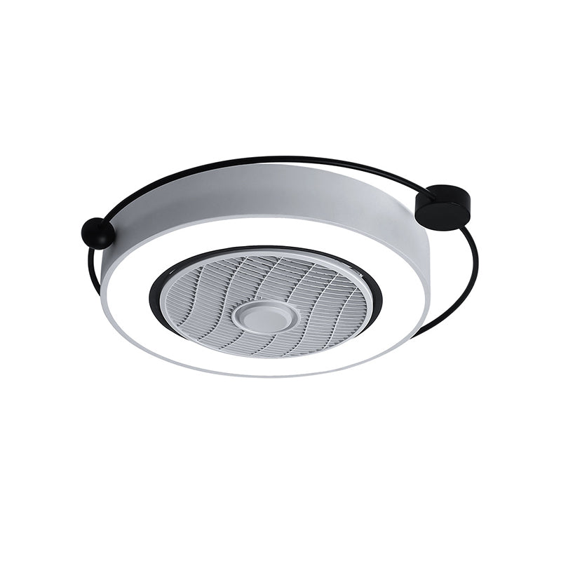 White Drum Ceiling Light Nordic Style LED Acrylic Flush Mount Light Fixture in Third Gear with Fan Grille Deco Clearhalo 'Ceiling Lights' 'Close To Ceiling Lights' 'Close to ceiling' 'Flush mount' Lighting' 291692