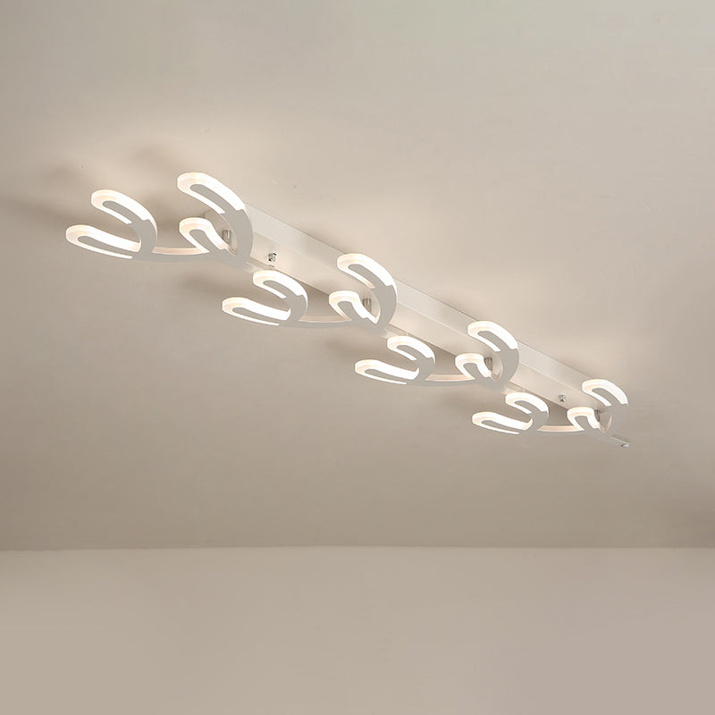 Minimalist LED Coral Flush Mount Lamp White Acrylic 4/5-Head Living Room Ceiling Lighting in Warm/White Light - 4 - White - White - Clearhalo - 'Ceiling Lights' - 'Close To Ceiling Lights' - 'Close to ceiling' - 'Flush mount' - Lighting' - 291731