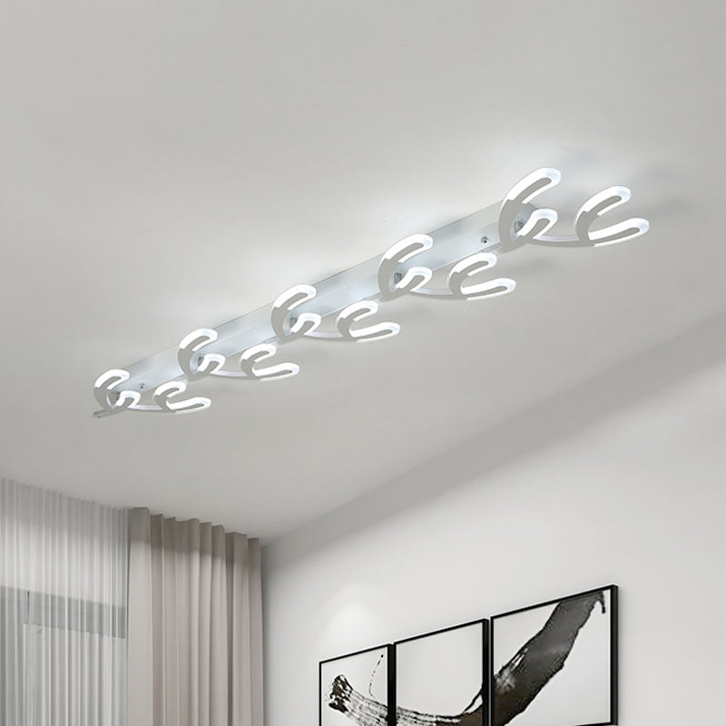 Minimalist LED Coral Flush Mount Lamp White Acrylic 4/5-Head Living Room Ceiling Lighting in Warm/White Light - 5 - White - White - Clearhalo - 'Ceiling Lights' - 'Close To Ceiling Lights' - 'Close to ceiling' - 'Flush mount' - Lighting' - 291736