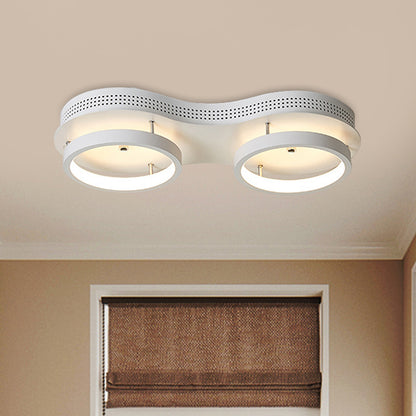 Minimal White Dual Round Ceiling Lamp Acrylic LED Corridor Flush Mount Light Fixture in Warm/White Light White Clearhalo 'Ceiling Lights' 'Close To Ceiling Lights' 'Close to ceiling' 'Flush mount' Lighting' 291747