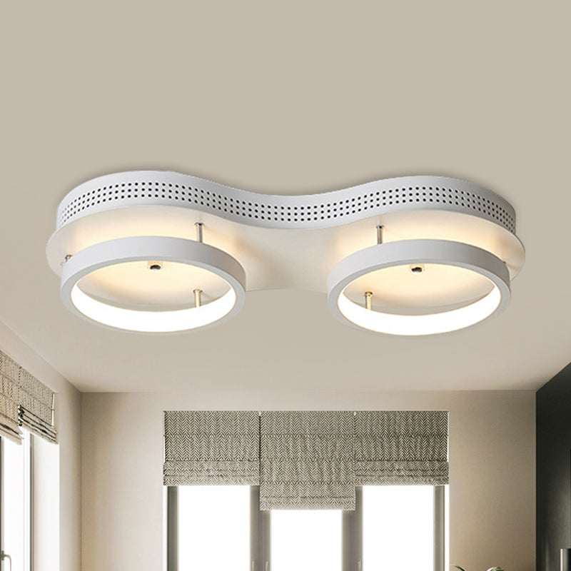 Minimal White Dual Round Ceiling Lamp Acrylic LED Corridor Flush Mount Light Fixture in Warm/White Light Clearhalo 'Ceiling Lights' 'Close To Ceiling Lights' 'Close to ceiling' 'Flush mount' Lighting' 291748