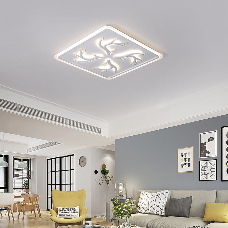 Square Antler Element Flush Lighting Modernity Acrylic LED White Ceiling Mount Lamp in Warm/White Light/Remote Control Stepless Dimming Clearhalo 'Ceiling Lights' 'Close To Ceiling Lights' 'Close to ceiling' 'Flush mount' Lighting' 291778