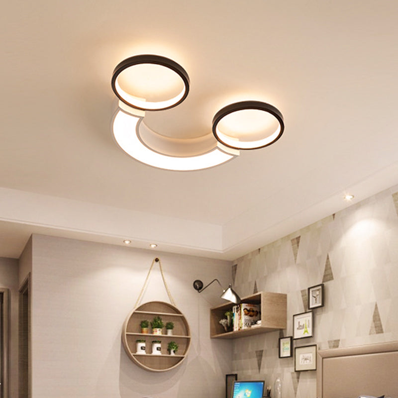 Nordic LED Ceiling Flush Light Acrylic Black and White Smiley Flush Lighting in White Light/Remote Control Stepless Dimming Clearhalo 'Ceiling Lights' 'Close To Ceiling Lights' 'Close to ceiling' 'Flush mount' Lighting' 291867