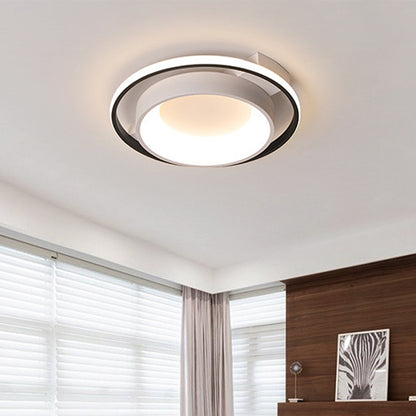 16"/19.5" Dia Metallic Dish Ceiling Lamp Modernist Style LED White Flush Mount in Warm/White Light White Clearhalo 'Ceiling Lights' 'Close To Ceiling Lights' 'Close to ceiling' 'Flush mount' Lighting' 291922