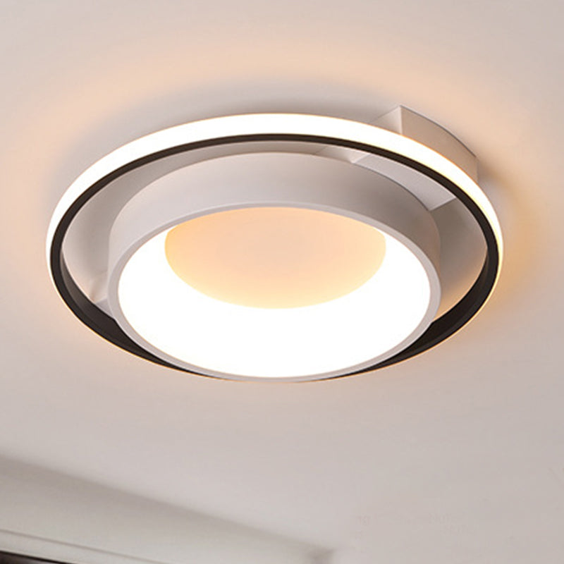 16"/19.5" Dia Metallic Dish Ceiling Lamp Modernist Style LED White Flush Mount in Warm/White Light Clearhalo 'Ceiling Lights' 'Close To Ceiling Lights' 'Close to ceiling' 'Flush mount' Lighting' 291923
