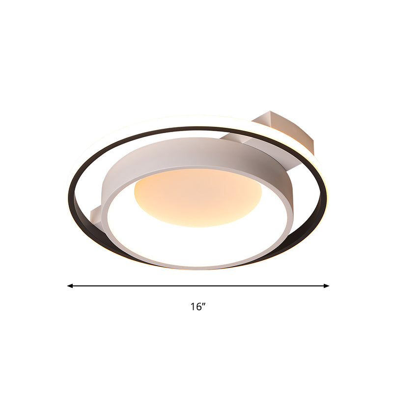 16"/19.5" Dia Metallic Dish Ceiling Lamp Modernist Style LED White Flush Mount in Warm/White Light Clearhalo 'Ceiling Lights' 'Close To Ceiling Lights' 'Close to ceiling' 'Flush mount' Lighting' 291926