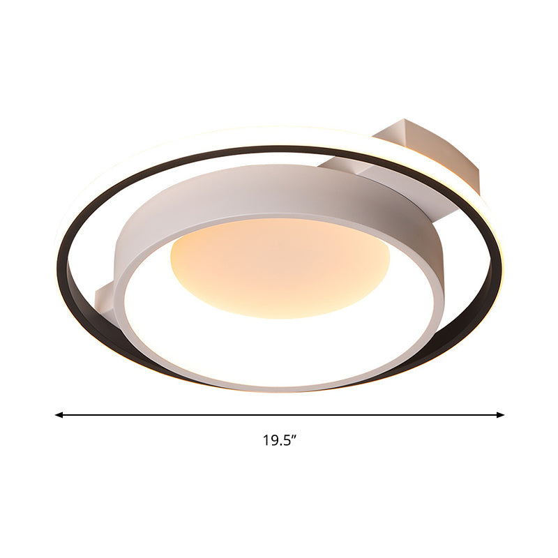 16"/19.5" Dia Metallic Dish Ceiling Lamp Modernist Style LED White Flush Mount in Warm/White Light Clearhalo 'Ceiling Lights' 'Close To Ceiling Lights' 'Close to ceiling' 'Flush mount' Lighting' 291927