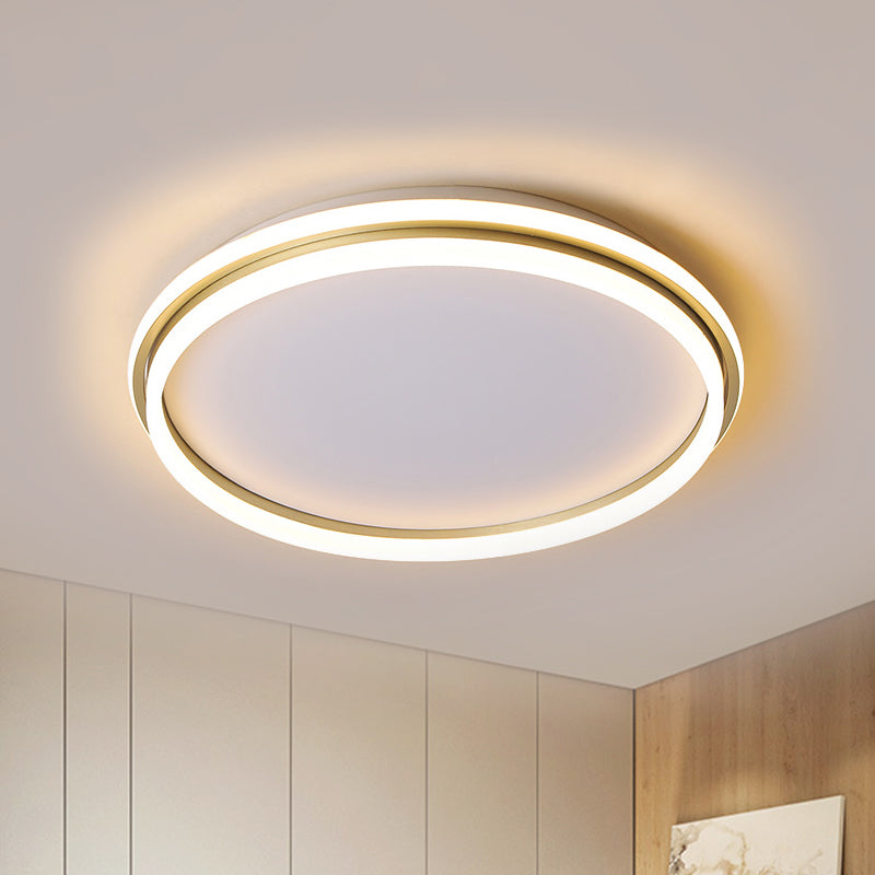 Acrylic Round Flush Lighting 16.5"/20.5" Dia Minimalist LED Ceiling Lamp in Gold, Warm/White Light/Remote Control Stepless Dimming Gold Clearhalo 'Ceiling Lights' 'Close To Ceiling Lights' 'Close to ceiling' 'Flush mount' Lighting' 291958