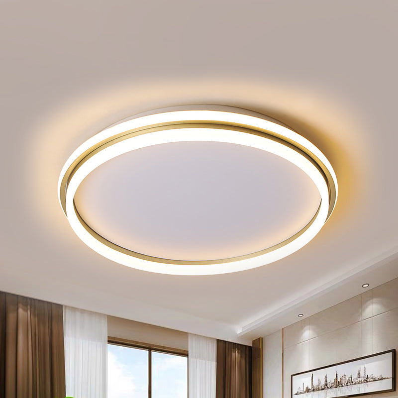 Acrylic Round Flush Lighting 16.5"/20.5" Dia Minimalist LED Ceiling Lamp in Gold, Warm/White Light/Remote Control Stepless Dimming Clearhalo 'Ceiling Lights' 'Close To Ceiling Lights' 'Close to ceiling' 'Flush mount' Lighting' 291959