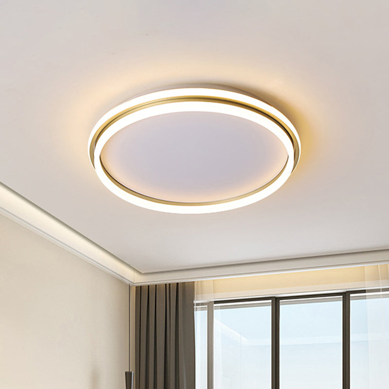 Acrylic Round Flush Lighting 16.5"/20.5" Dia Minimalist LED Ceiling Lamp in Gold, Warm/White Light/Remote Control Stepless Dimming Clearhalo 'Ceiling Lights' 'Close To Ceiling Lights' 'Close to ceiling' 'Flush mount' Lighting' 291960