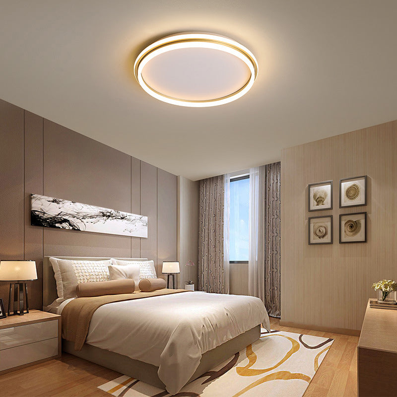 Acrylic Round Flush Lighting 16.5"/20.5" Dia Minimalist LED Ceiling Lamp in Gold, Warm/White Light/Remote Control Stepless Dimming Clearhalo 'Ceiling Lights' 'Close To Ceiling Lights' 'Close to ceiling' 'Flush mount' Lighting' 291961