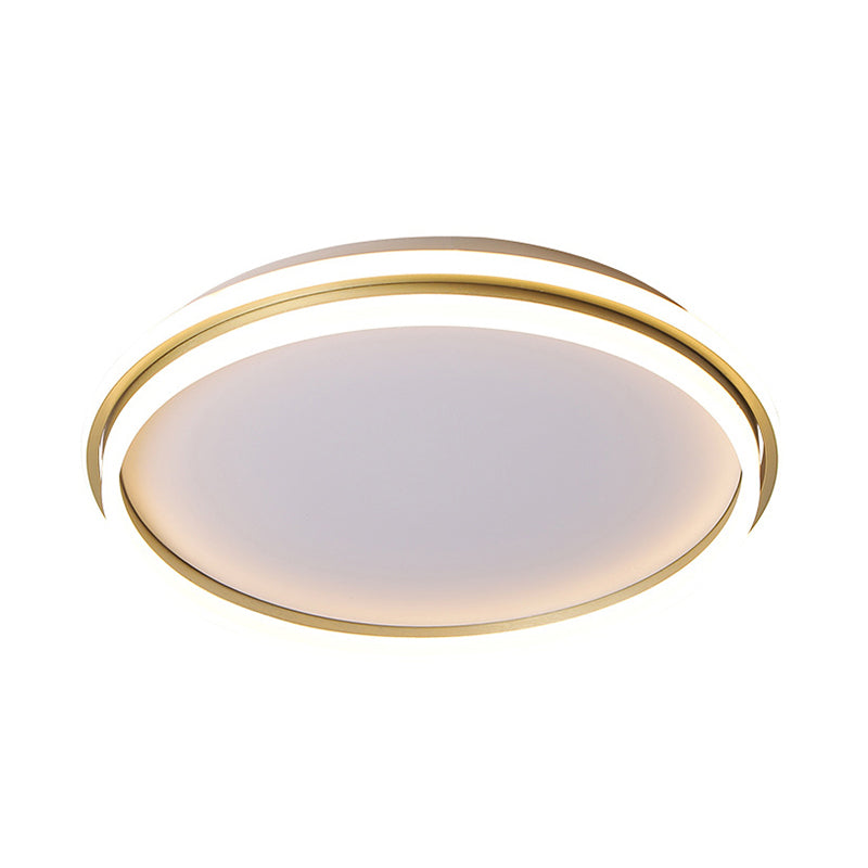 Acrylic Round Flush Lighting 16.5"/20.5" Dia Minimalist LED Ceiling Lamp in Gold, Warm/White Light/Remote Control Stepless Dimming Clearhalo 'Ceiling Lights' 'Close To Ceiling Lights' 'Close to ceiling' 'Flush mount' Lighting' 291962