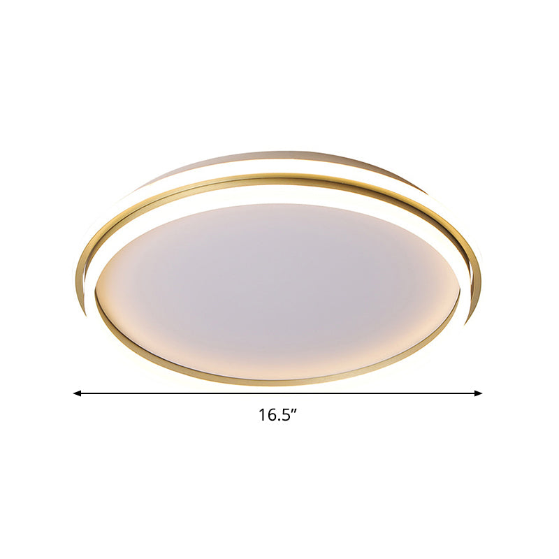 Acrylic Round Flush Lighting 16.5"/20.5" Dia Minimalist LED Ceiling Lamp in Gold, Warm/White Light/Remote Control Stepless Dimming Clearhalo 'Ceiling Lights' 'Close To Ceiling Lights' 'Close to ceiling' 'Flush mount' Lighting' 291963