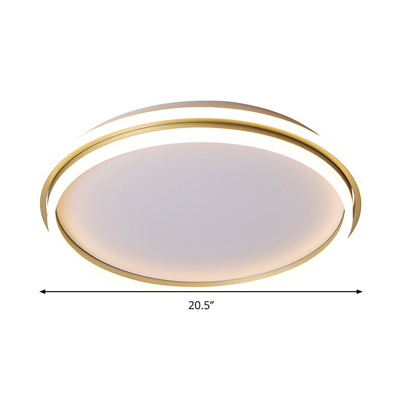 Acrylic Round Flush Lighting 16.5"/20.5" Dia Minimalist LED Ceiling Lamp in Gold, Warm/White Light/Remote Control Stepless Dimming Clearhalo 'Ceiling Lights' 'Close To Ceiling Lights' 'Close to ceiling' 'Flush mount' Lighting' 291964