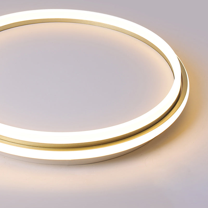 Acrylic Round Flush Lighting 16.5"/20.5" Dia Minimalist LED Ceiling Lamp in Gold, Warm/White Light/Remote Control Stepless Dimming Clearhalo 'Ceiling Lights' 'Close To Ceiling Lights' 'Close to ceiling' 'Flush mount' Lighting' 291965
