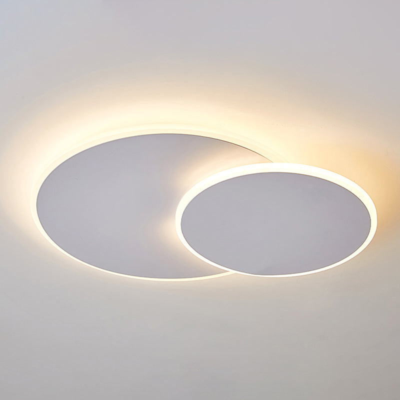 Round Acrylic Ceiling Light Fixture Minimalist White/Coffee 16"/19.5" Wide LED Flush Mount Lamp in Warm/White Light White Clearhalo 'Ceiling Lights' 'Close To Ceiling Lights' 'Close to ceiling' 'Flush mount' Lighting' 291988