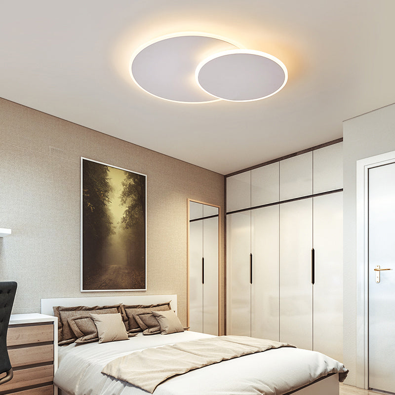 Round Acrylic Ceiling Light Fixture Minimalist White/Coffee 16"/19.5" Wide LED Flush Mount Lamp in Warm/White Light Clearhalo 'Ceiling Lights' 'Close To Ceiling Lights' 'Close to ceiling' 'Flush mount' Lighting' 291991