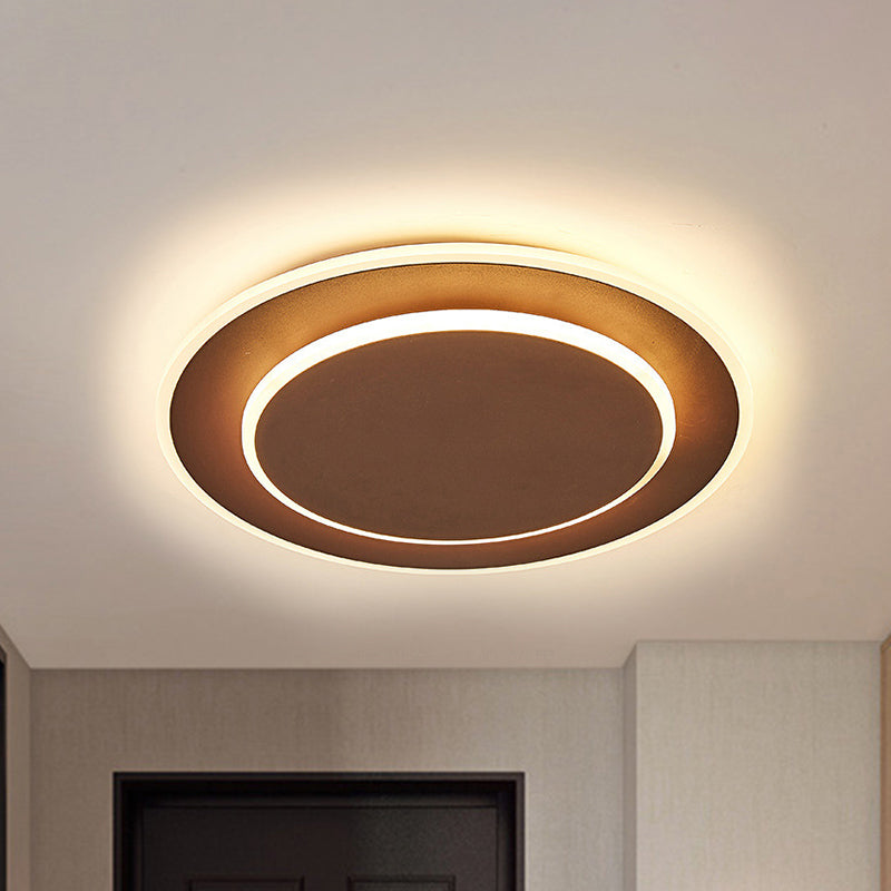 Round Acrylic Ceiling Light Fixture Minimalist White/Coffee 16"/19.5" Wide LED Flush Mount Lamp in Warm/White Light Clearhalo 'Ceiling Lights' 'Close To Ceiling Lights' 'Close to ceiling' 'Flush mount' Lighting' 291997