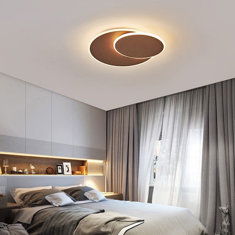 Round Acrylic Ceiling Light Fixture Minimalist White/Coffee 16"/19.5" Wide LED Flush Mount Lamp in Warm/White Light Clearhalo 'Ceiling Lights' 'Close To Ceiling Lights' 'Close to ceiling' 'Flush mount' Lighting' 291998