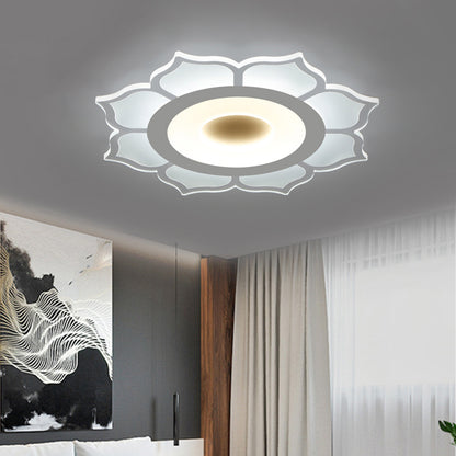 16.5"/20.5" Wide Flower Acrylic Ceiling Mounted Light Contemporary White LED Flush Mount Light, Warm Light/White Light/Outer White Inner Warm White White Clearhalo 'Ceiling Lights' 'Close To Ceiling Lights' 'Close to ceiling' 'Flush mount' Lighting' 292006