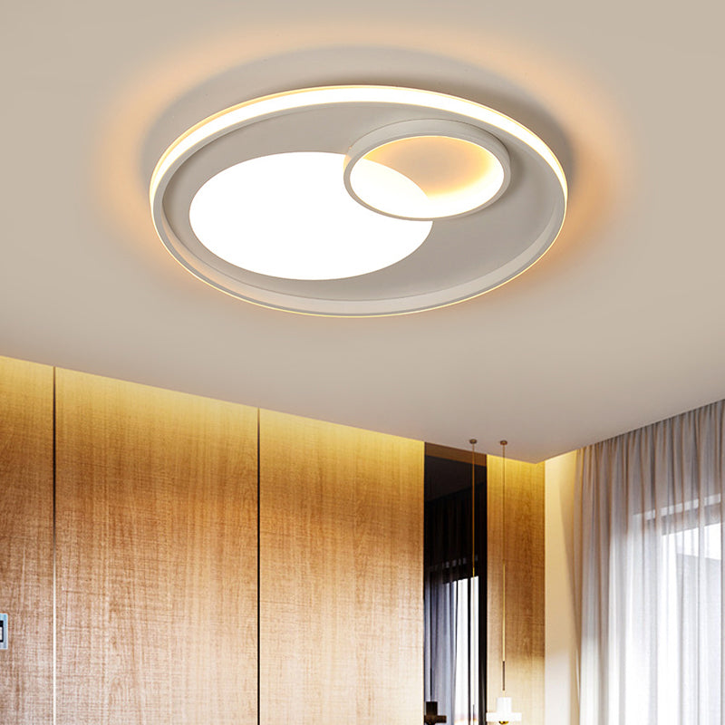 18"/21.5" W Acrylic Circular Flush Lamp Modernist LED White Ceiling Light Fixture in Warm/White Light/Remote Control Stepless Dimming White Remote Control Stepless Dimming Clearhalo 'Ceiling Lights' 'Close To Ceiling Lights' 'Close to ceiling' 'Flush mount' Lighting' 292054