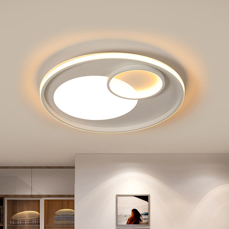 18"/21.5" W Acrylic Circular Flush Lamp Modernist LED White Ceiling Light Fixture in Warm/White Light/Remote Control Stepless Dimming Clearhalo 'Ceiling Lights' 'Close To Ceiling Lights' 'Close to ceiling' 'Flush mount' Lighting' 292055