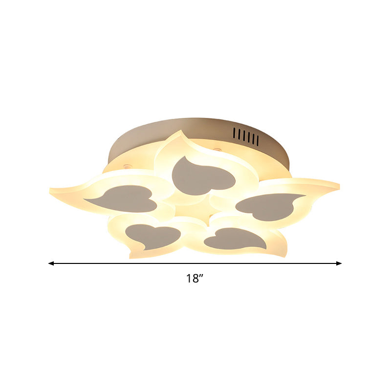 Heart Acrylic Ceiling Mounted Light Simple White LED Flush Light Fixture in Warm Light/White Light/Remote Control Stepless Dimming, 18"/23" Wide Clearhalo 'Ceiling Lights' 'Close To Ceiling Lights' 'Close to ceiling' 'Flush mount' Lighting' 292082