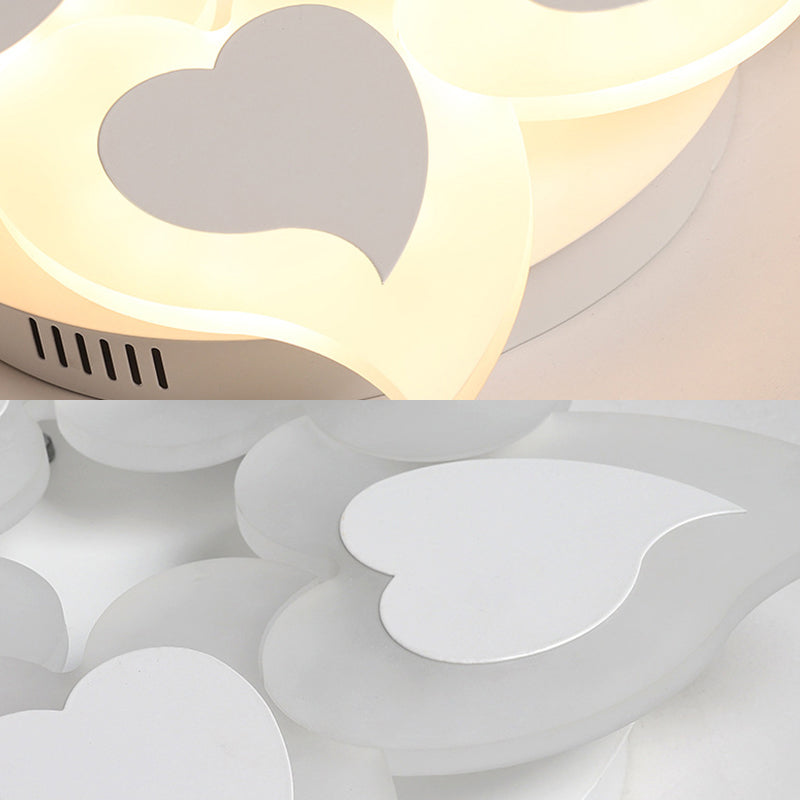 Heart Acrylic Ceiling Mounted Light Simple White LED Flush Light Fixture in Warm Light/White Light/Remote Control Stepless Dimming, 18"/23" Wide Clearhalo 'Ceiling Lights' 'Close To Ceiling Lights' 'Close to ceiling' 'Flush mount' Lighting' 292084