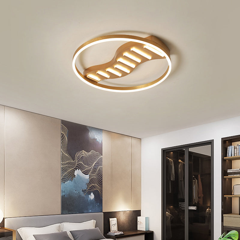 19.5"/23.5" Wide Round Acrylic Ceiling Lamp Postmodern Gold LED Flush Mount, Warm Light/White Light/Remote Control Stepless Dimming Clearhalo 'Ceiling Lights' 'Close To Ceiling Lights' 'Close to ceiling' 'Flush mount' Lighting' 292112