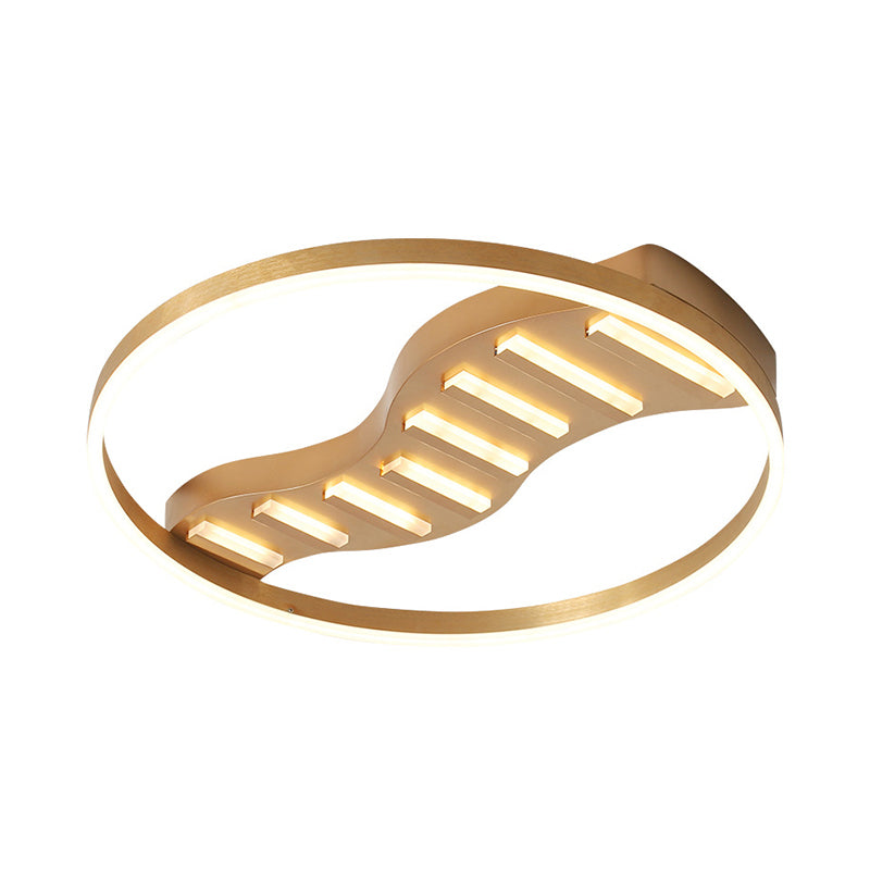 19.5"/23.5" Wide Round Acrylic Ceiling Lamp Postmodern Gold LED Flush Mount, Warm Light/White Light/Remote Control Stepless Dimming Clearhalo 'Ceiling Lights' 'Close To Ceiling Lights' 'Close to ceiling' 'Flush mount' Lighting' 292113