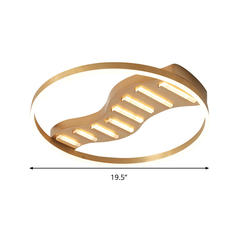 19.5"/23.5" Wide Round Acrylic Ceiling Lamp Postmodern Gold LED Flush Mount, Warm Light/White Light/Remote Control Stepless Dimming Clearhalo 'Ceiling Lights' 'Close To Ceiling Lights' 'Close to ceiling' 'Flush mount' Lighting' 292114