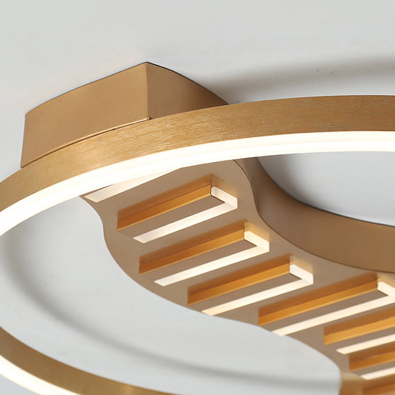 19.5"/23.5" Wide Round Acrylic Ceiling Lamp Postmodern Gold LED Flush Mount, Warm Light/White Light/Remote Control Stepless Dimming Clearhalo 'Ceiling Lights' 'Close To Ceiling Lights' 'Close to ceiling' 'Flush mount' Lighting' 292116