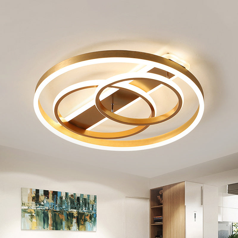 Loop Ceiling Light Fixture Postmodern Acrylic Gold LED Flush Mount Light in Warm Light/White Light/Remote Control Stepless Dimming Clearhalo 'Ceiling Lights' 'Close To Ceiling Lights' 'Close to ceiling' 'Flush mount' Lighting' 292118