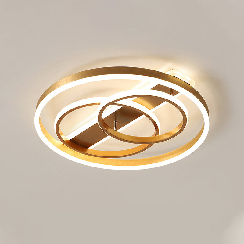 Loop Ceiling Light Fixture Postmodern Acrylic Gold LED Flush Mount Light in Warm Light/White Light/Remote Control Stepless Dimming Clearhalo 'Ceiling Lights' 'Close To Ceiling Lights' 'Close to ceiling' 'Flush mount' Lighting' 292119