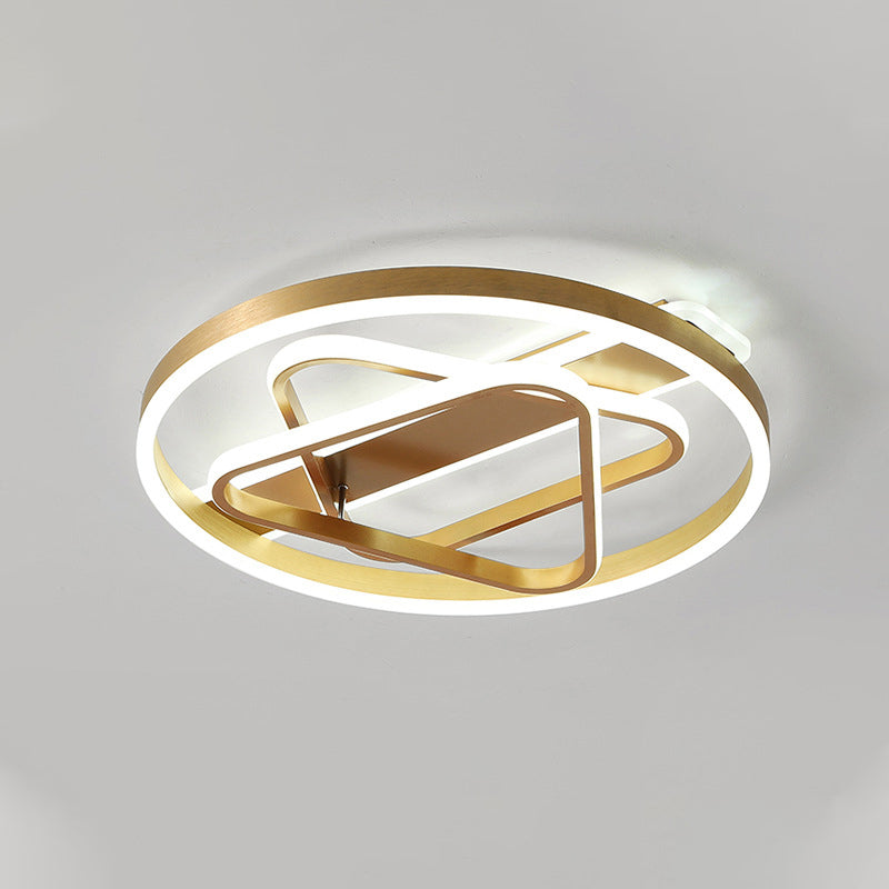 Gold Triangle Ceiling Mounted Fixture Postmodern Acrylic LED Flush Light in Warm Light/White Light/Remote Control Stepless Dimming Gold Clearhalo 'Ceiling Lights' 'Close To Ceiling Lights' 'Close to ceiling' 'Flush mount' Lighting' 292140