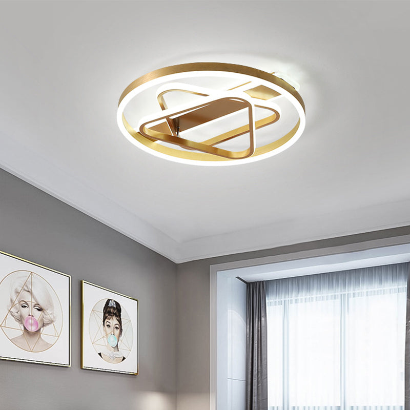 Gold Triangle Ceiling Mounted Fixture Postmodern Acrylic LED Flush Light in Warm Light/White Light/Remote Control Stepless Dimming Clearhalo 'Ceiling Lights' 'Close To Ceiling Lights' 'Close to ceiling' 'Flush mount' Lighting' 292143