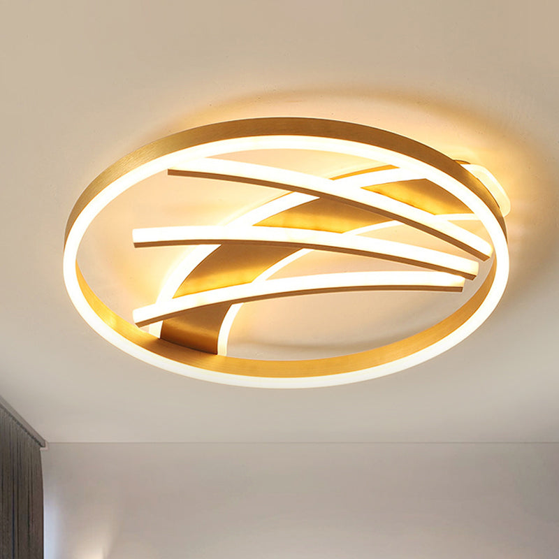 Postmodern Ring Ceiling Light Fixture Acrylic Bedroom LED Flush Mount Lighting in Gold, Warm Light/White Light/Remote Control Stepless Dimming Clearhalo 'Ceiling Lights' 'Close To Ceiling Lights' 'Close to ceiling' 'Flush mount' Lighting' 292161