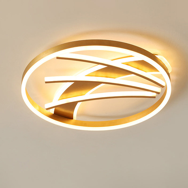 Postmodern Ring Ceiling Light Fixture Acrylic Bedroom LED Flush Mount Lighting in Gold, Warm Light/White Light/Remote Control Stepless Dimming Clearhalo 'Ceiling Lights' 'Close To Ceiling Lights' 'Close to ceiling' 'Flush mount' Lighting' 292162